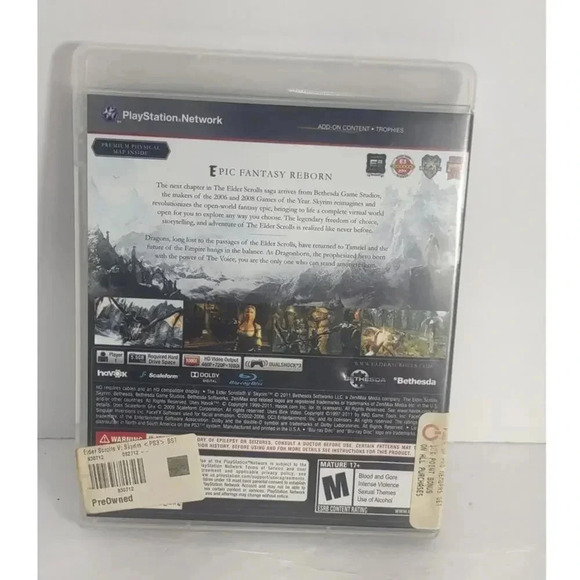 Skyrim PS3 Sony Playstation Video Game With Insert The elder Scrolls - Picture 2 of 4